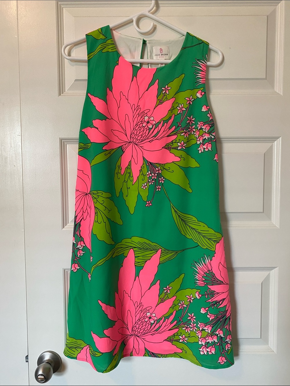 JB by Julie Brown Green Dress with Hot Pink Floral Print